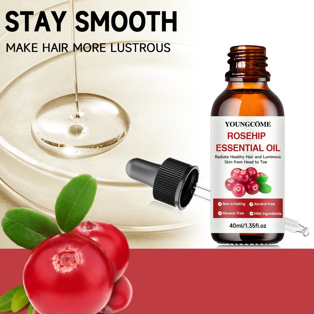 Pure Rosehip Essential Oil Fade Fine Line Lifting Firming Repair Moisturizing Whitening Nourishing Skincare Oil for Hair Face Quake