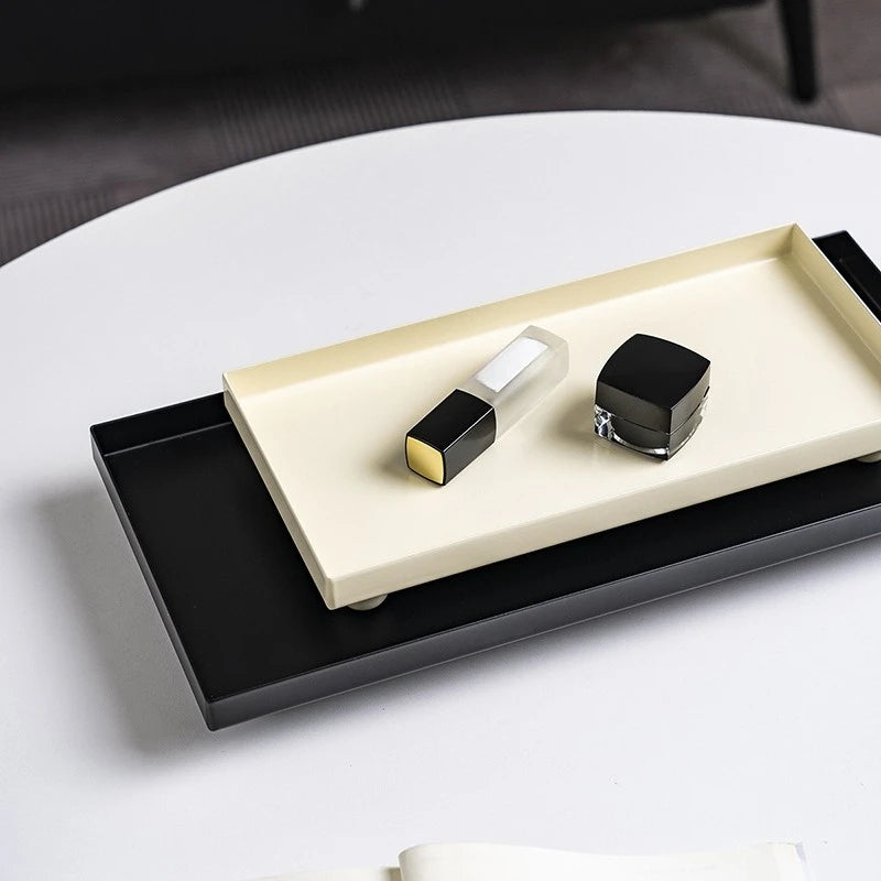 Nordic Minimalist Metal Storage Tray,Entryway Desktop Organizer for Cosmetics Aromatherapy Jewelry Decor Large Small Size Quake