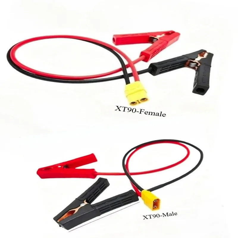 10/12AWG XT90 to Alligator Clips Cable High Current Car Battery Lithium Charging Wire Model Aircraft Power Connection Spare Part Quake Female and Male 12AWG 2M