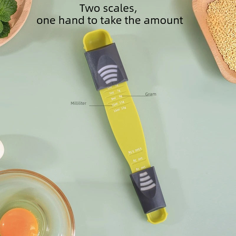 Adjustable Measuring Spoon Kitchen Baking Metering Scoop Sliding Precise Scale Spoon for Salt Milk Powder Seasoning Cooking Tool Quake