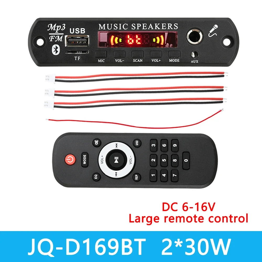 DC 6-24V MP3 JQ-D171BT/JQ-D169BT Bluetooth Decoder Board Audio Decoding Module Power 2*80W with Power Amplifier Speaker Decoder Quake DC 6-16V Big