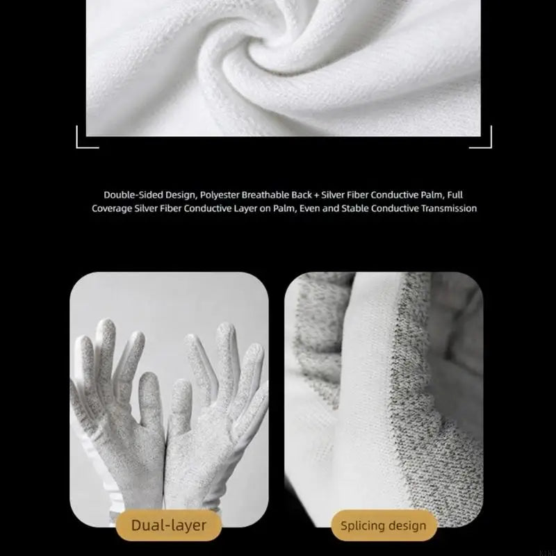 Microcurrent Beauty Gloves with Silver Fiber Fabric, Full Finger Gray Massage Glove Pair for Spa Staff and Home Beauty K1KF Quake