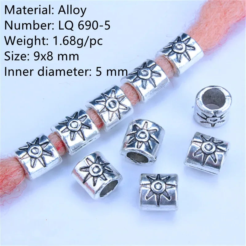 5-Piece Metal Dreadlock Hair Jewelry Braid Bead Accessories
