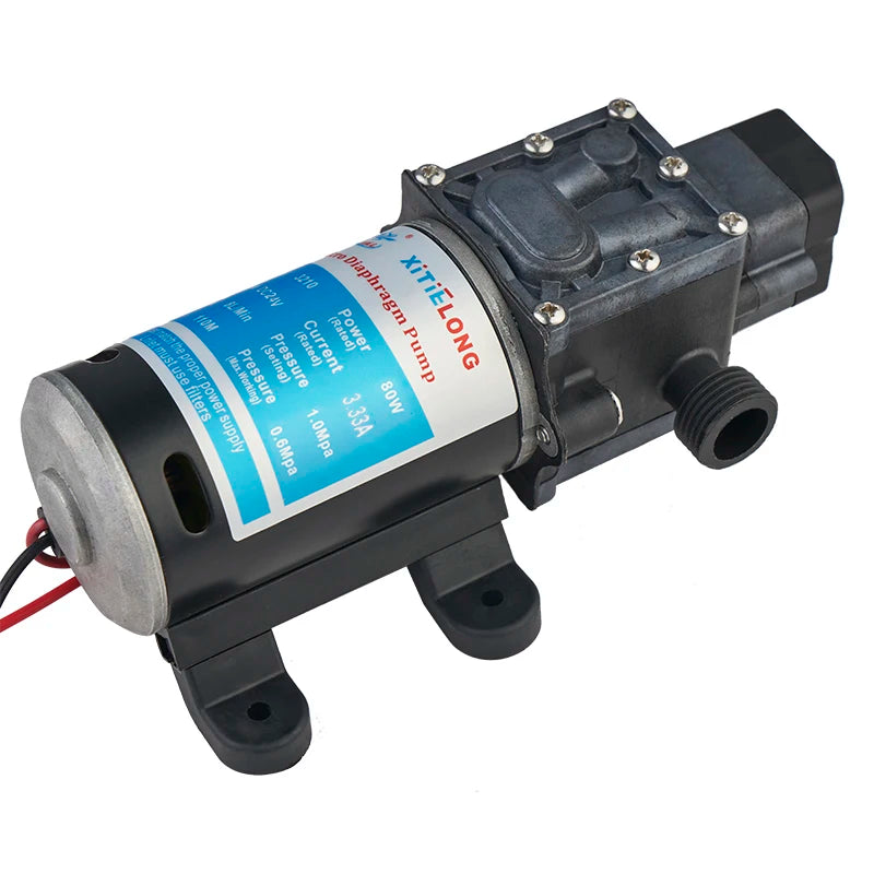24V 80W Small Electric Spray Pump Automatic Pressure Control Car Wash Diaphragm Pump, Used for Water Pressure Boosting Quake 3210YD-24-80 24V