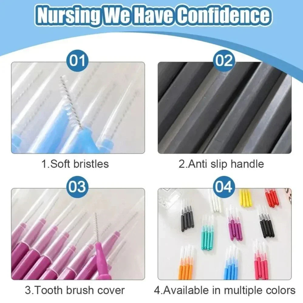 vvocci 20pcs Interdental Brush Box - Orthodontic Gap Cleaner for Braces, Straight Teeth & Periodontal Care with Storage Case Quake
