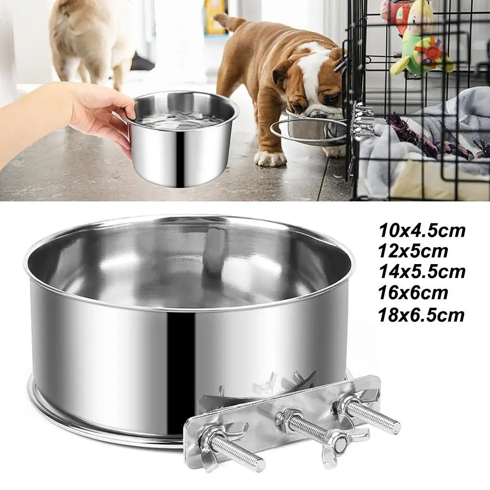 New Stainless Steel Pet Bowl Anti-gnawing Hanging Pet Feeder Cage Food Dispenser Parrot Bird Quake