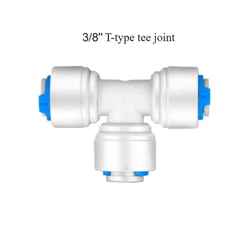 Water Tubing to Connect Quick Connect Fitting Hose Pipe RO Water Reverse Osmosis System Water Tube Fitting 1/4" 3/8" Tube OD Quake 3 I 8 T-type tee