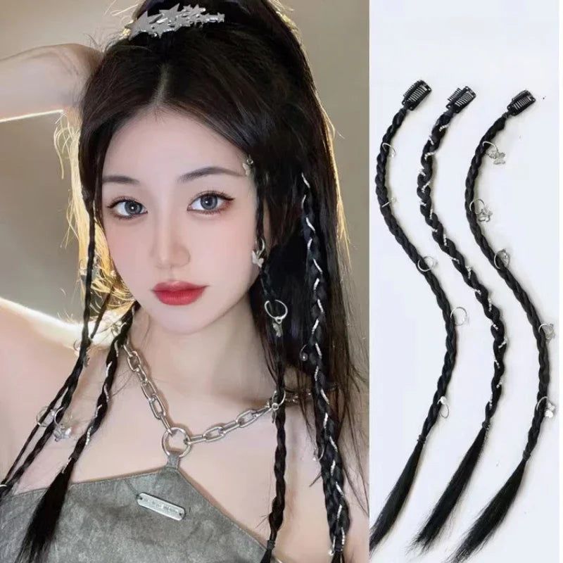Fashion Y2K Tissued Boxing Braids Girls Wig Braid Women's Fried Dough Twist Braid Traceless Invisible BB Clip Boxing Braid Quake