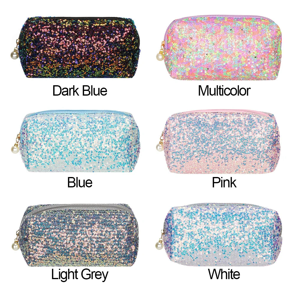 Fashion Glitter Mermaid Sequin Makeup Bag High-capacity Reversible Double Color Cosmetic Bag Lazy Makeup Zipper Pouch Handbags Quake