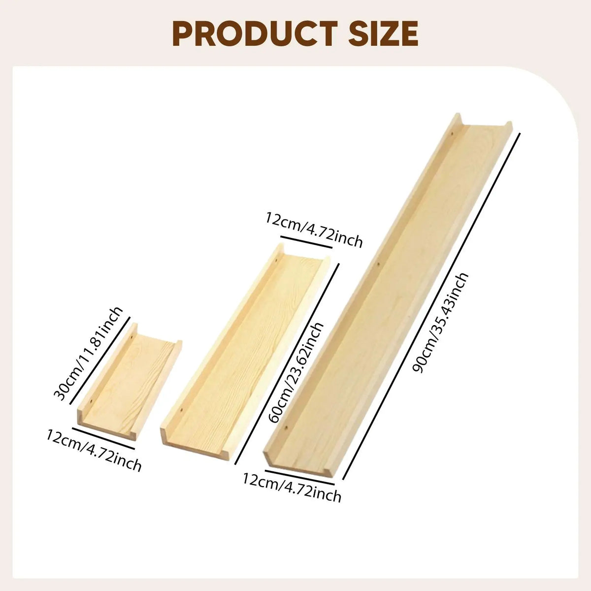 Wooden Wall Shelves Floating Shelf Set 3 Tier Minimalist Organizer Rack for Living Room Kitchen Bathroom Quake Default Title