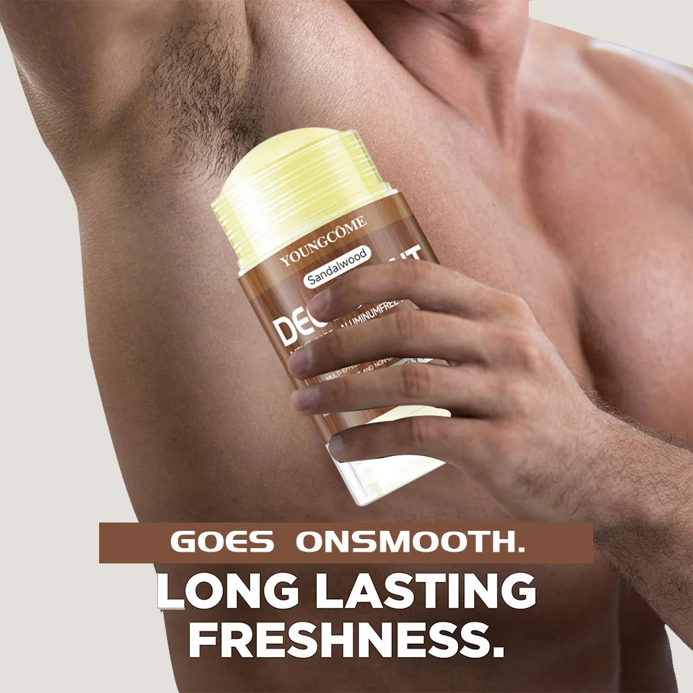 Sandalwood Men's Deodorant Anti Sweating Keep Drying Lasting Fragrance Remove Armpit Odor Underarm Refresh Sticks Fade Body Odor Quake