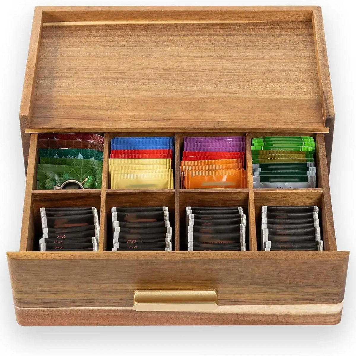 Wooden Tea Bag Organizer Tea Station Chest Practical Accessories Multiple Quake