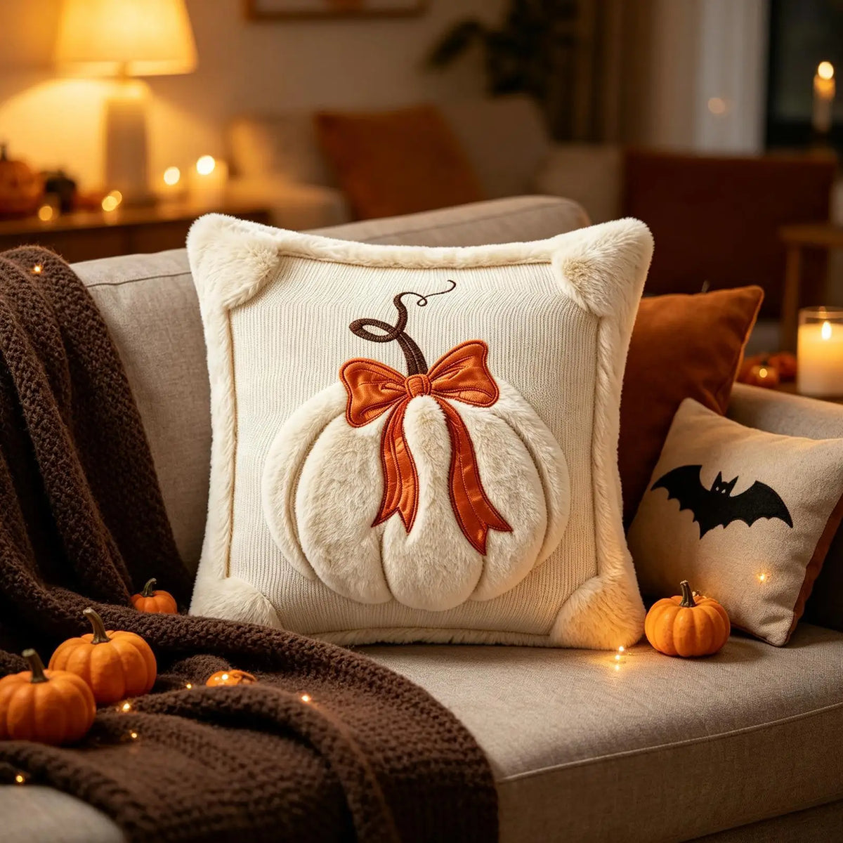 Pumpkin Pillow Covers Farmhouse Decorative Embroidery Pillowcase Thanksgiving Holiday Cushion Cover for Home Patio Sofa Couch Quake