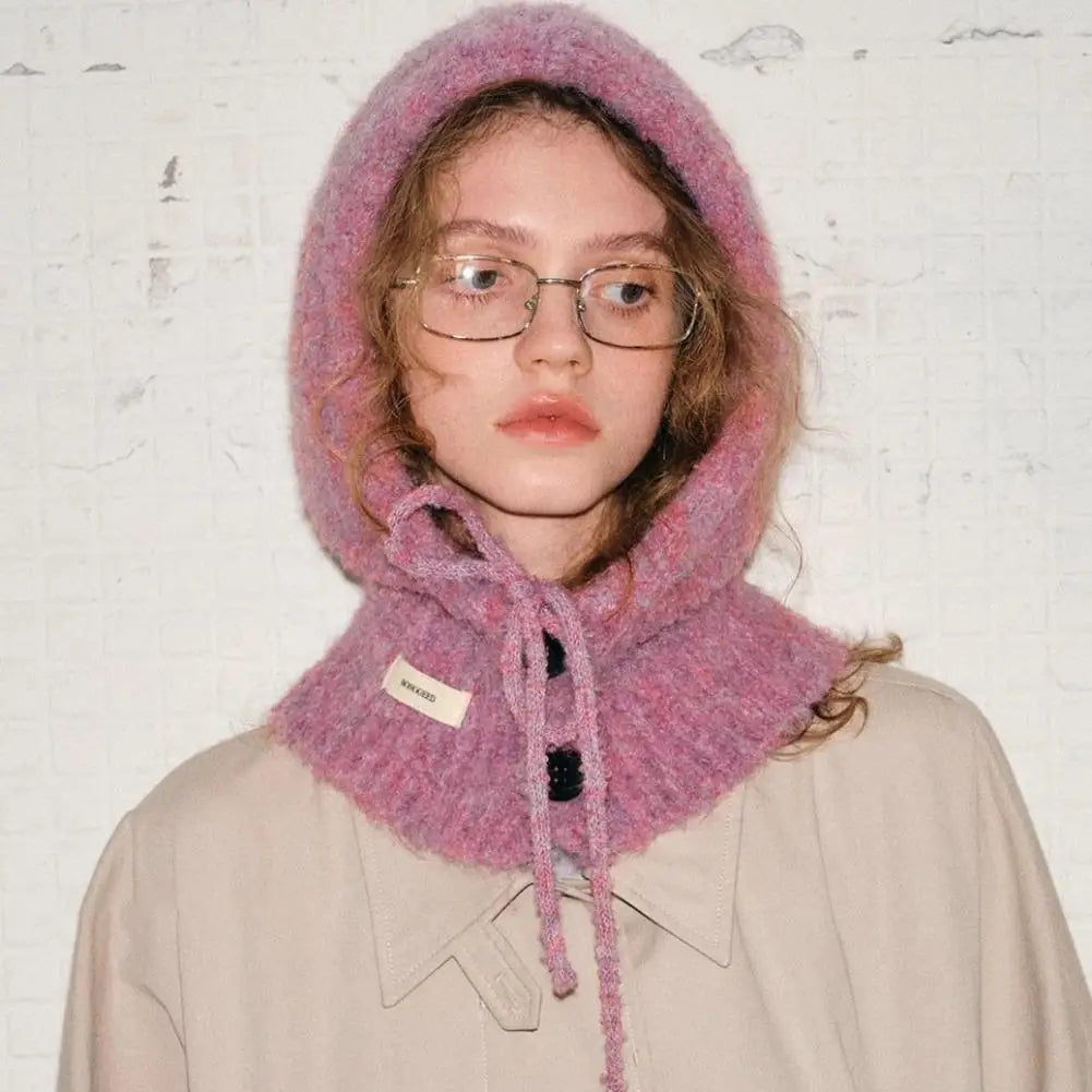 Balaclava Hat Little Snowman Pattern Balaclava Hat Fashion Knitted Pullover Scarf Hat Combo Women Beanie Cap Women Fashion Quake