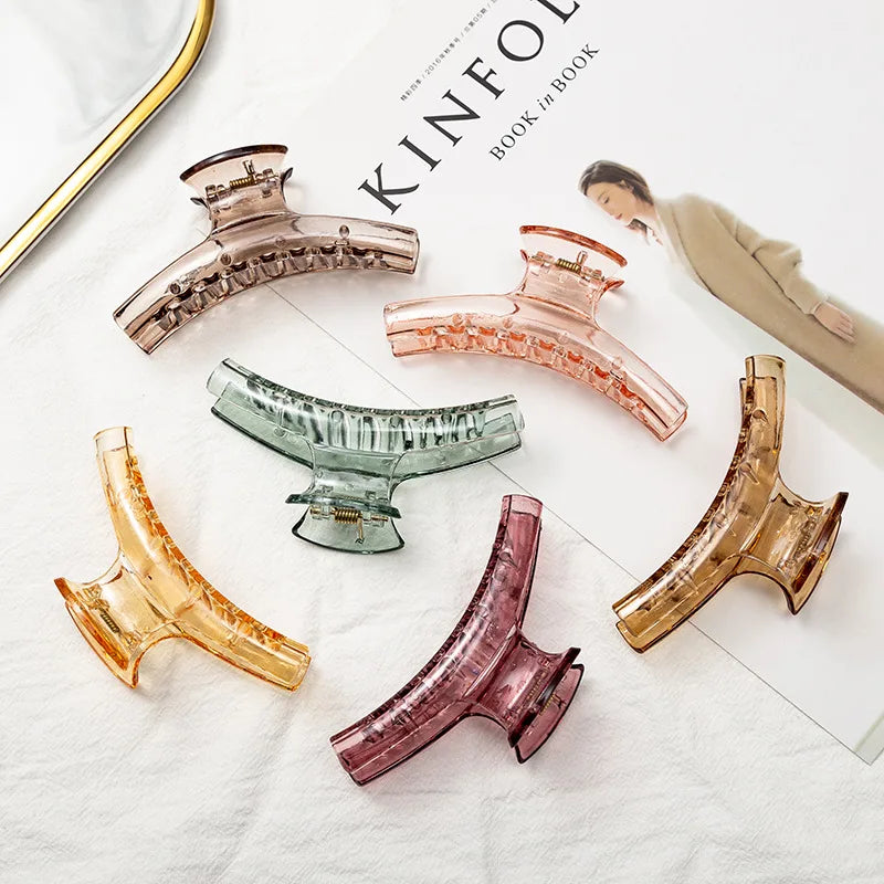 Transparent Large Tooth Grab Clip Elegant Simple Ponytail Hairpin Girls Women Headwear Hair Styling Tools Accessories Quake