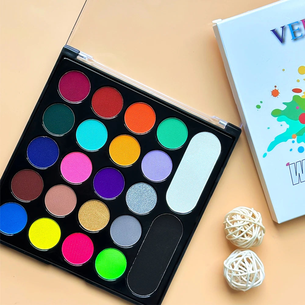22 Color Face Body Painting Kit for Kids Adults,Face Paint Makeup Palette with Brush,Halloween Carnival Artist Cosplay Art Party Quake Body Paint