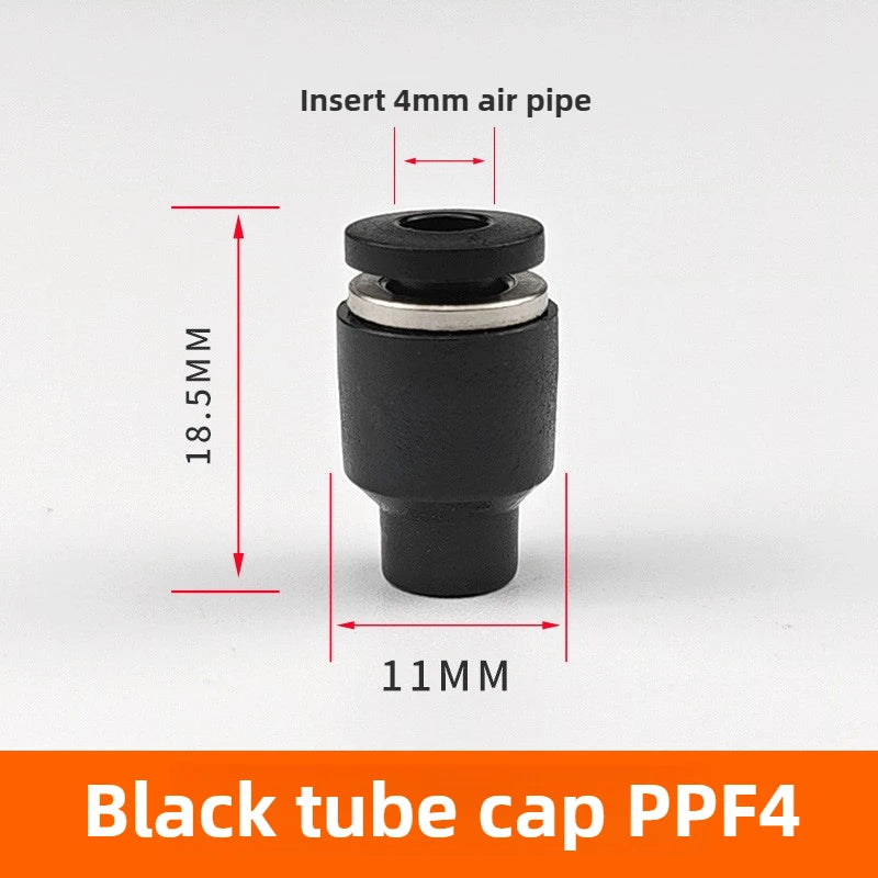 3/5PCS PPF Pneumatic Joints PPF Pipe Caps, Straight-through, Quick Plug Air Hoses, Caps, Pipe Plugs,4/6/8/10/12/14/16 Pipe Plugs Quake PPF-04(Black) 5pcs
