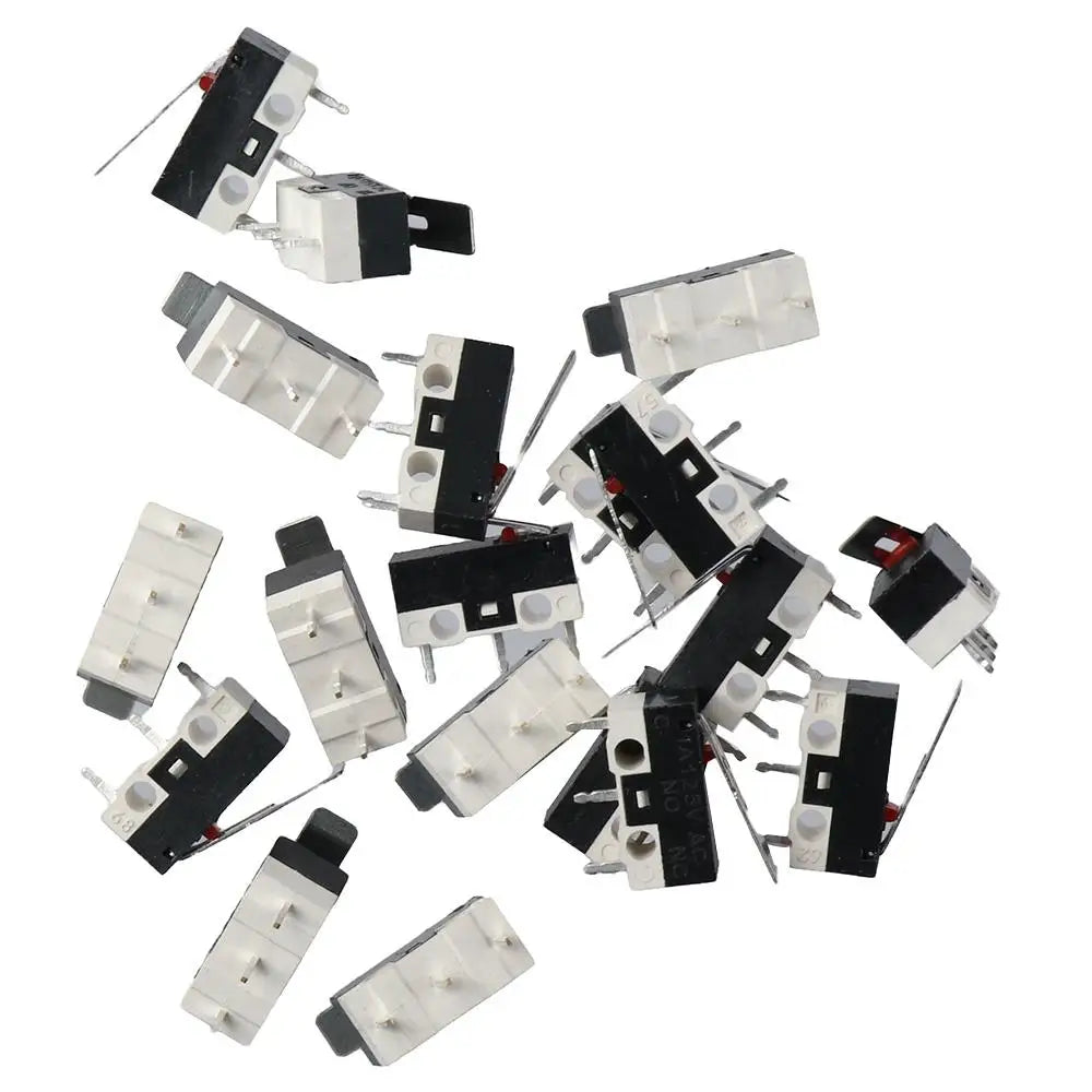 50Pcs 3 Pin Micro Limit Switch SPDT 1NC+1NO Micro Switch Black+White AC 1A 125V Limit Switch for Arduino CYT1073 Toy Mouse Quake