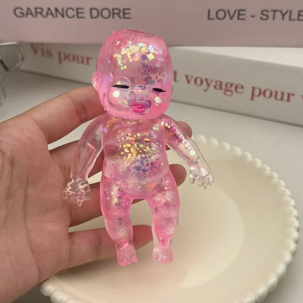 Squishy Maltose Sugar Glitter Shiny Stress Relief Toy Stretchable Slow Rising Fidget Toy Adults Stress Relief Gifts Home Decor Quake Pink