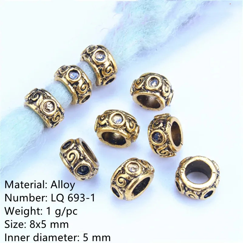 5-Piece Metal Dreadlock Hair Jewelry Braid Bead Accessories