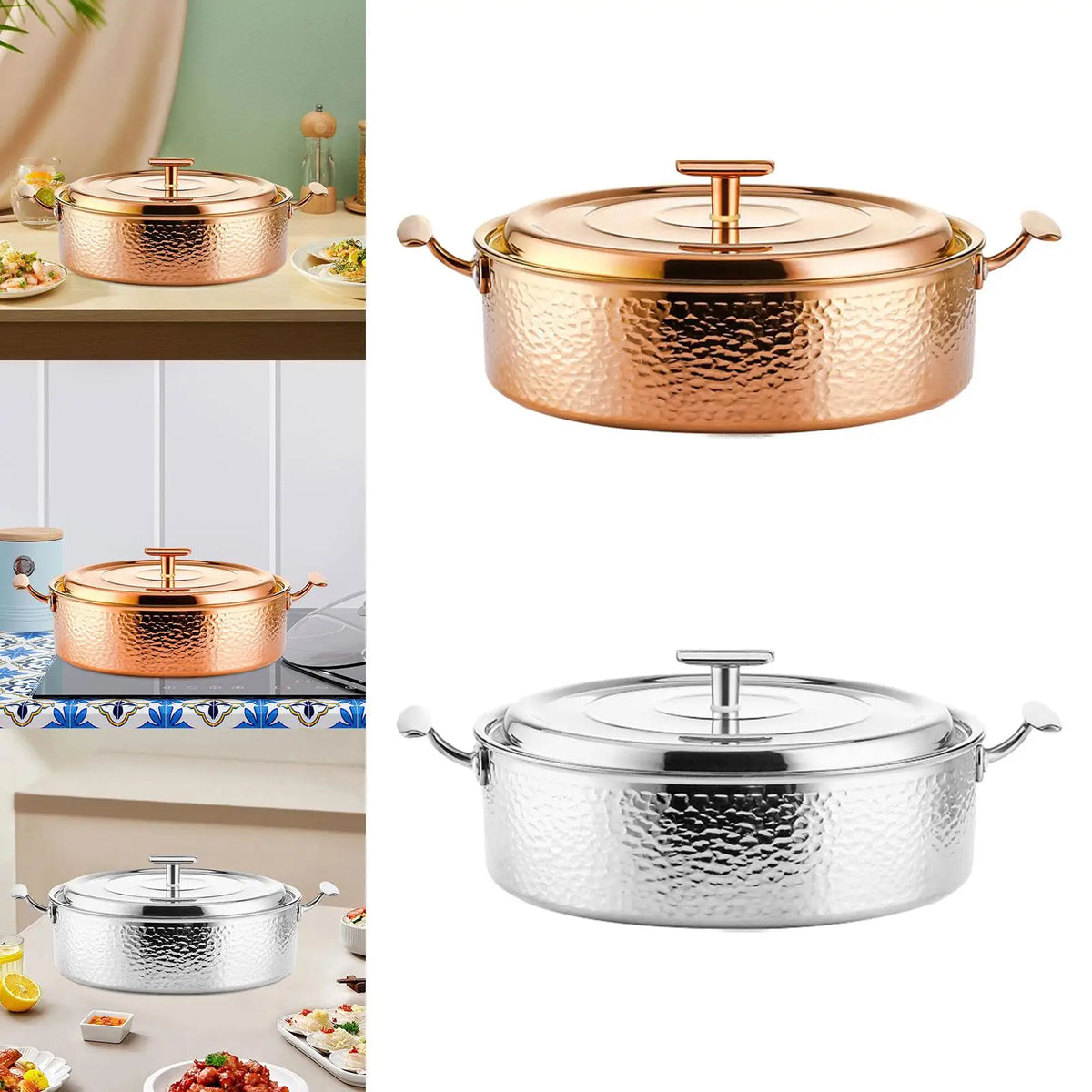 Stainless Steel Hot Pot Portable Shabu Shabu Pot Thickened Stockpot Ramen Pot for Home Family Gathering Holiday Caterers Picnic Quake