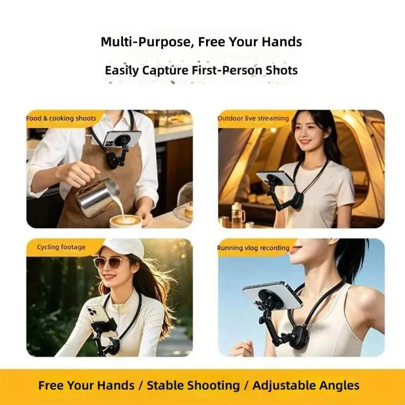 Neck Mount with Adjustable 3Jointed Phone Holder Gooseneck CellPhone Stand for Hands-Frees Recording First-Person K1KF Quake