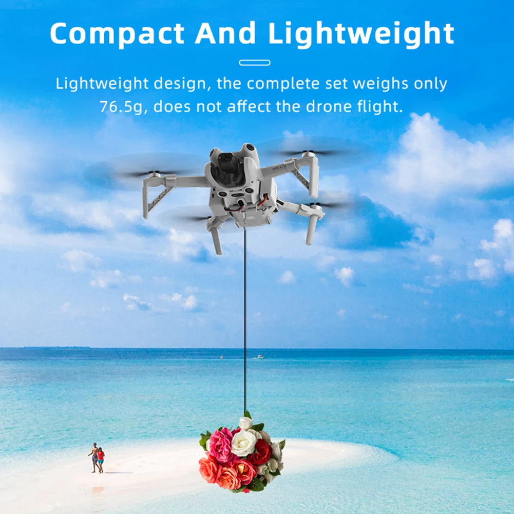 For Mini 4 Pro Payload Delivery Thrower USB Charging Air Dropper Device Drone Remote Thrower for Fishing Wedding Search Quake