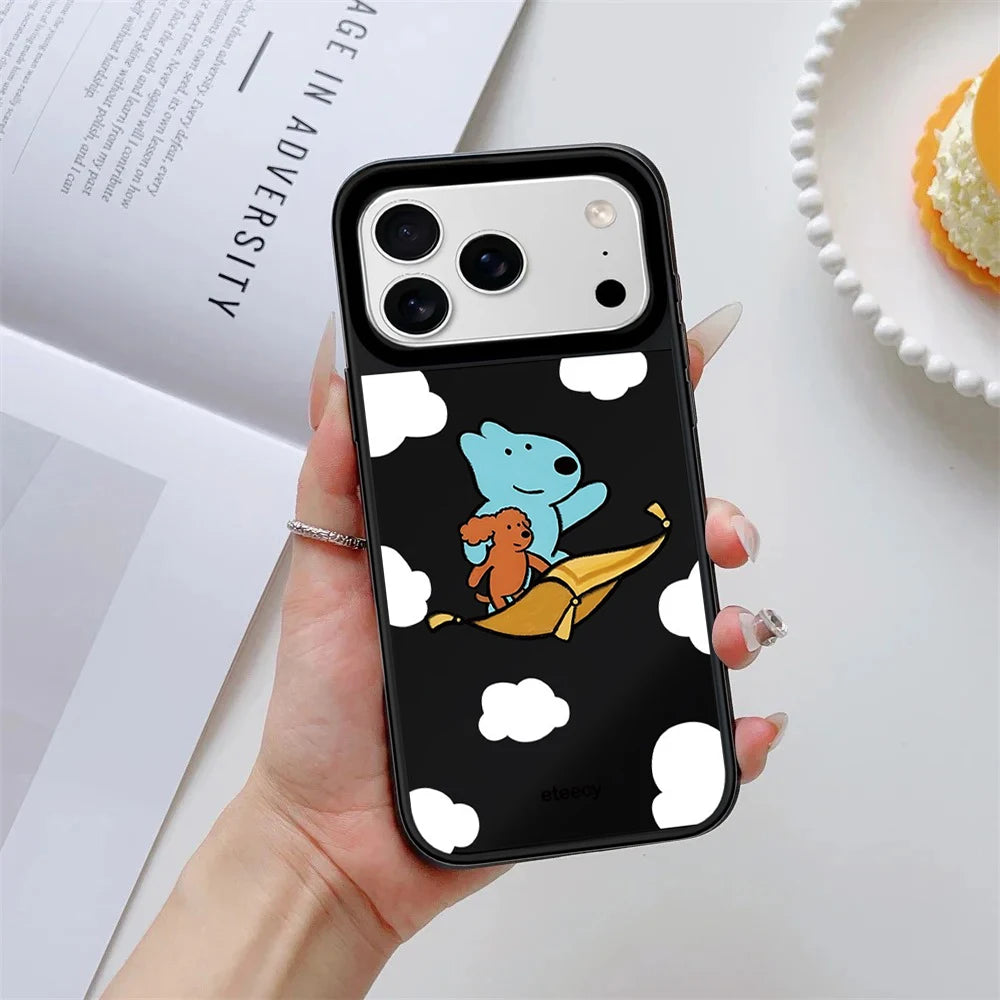 6090498 Mirror Surface Magnetic Phone Case Cover for IPhone 13 14 15 16 17 18 Pro Max Case Cartoon Quake