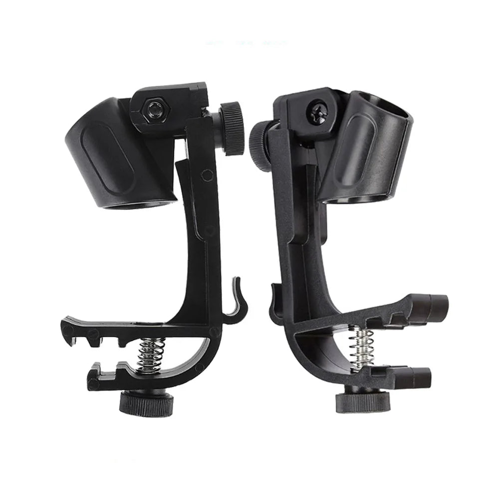 2pcs Drum Microphone Clip Holder Adjustable Shockproof Mic Clips Drum Rim Mount Clamp Quake