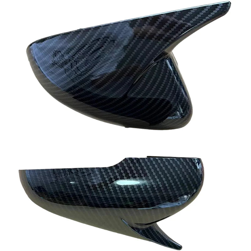 For KIA Stinger 2018-2022 Auto Car Body Side Door Rearview Mirror Cover Sticker Trim ABS Carbon Fiber Style Gloss Black Quake