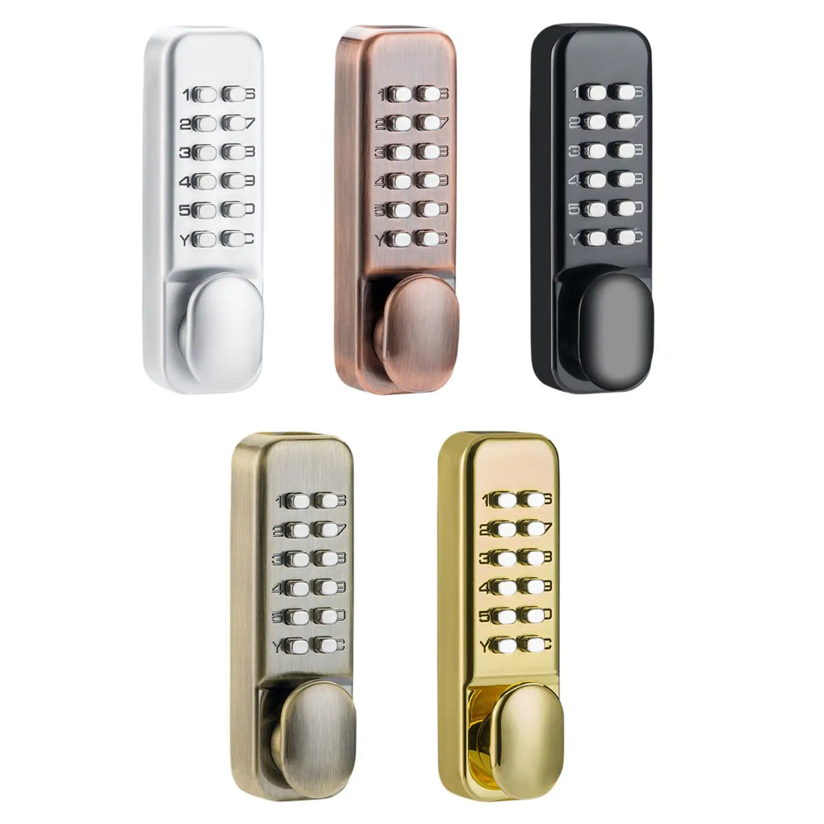 Zinc Alloy Mechanical Door Lock Keyless Push Button Security Handle for Balcony Gate Outdoor Use Quake