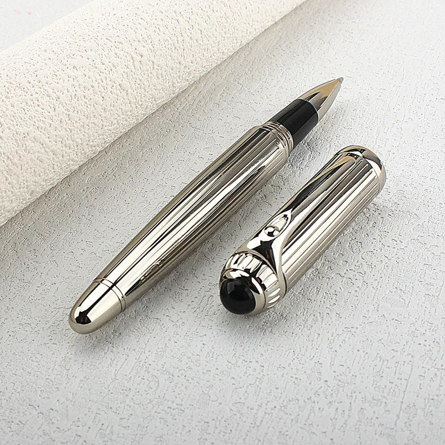Luxury Big Barrel Rollerball Pen with Silver Clip Smooth Writing for Business Gift (Blue Ink) PK Jinhao 159 Quake