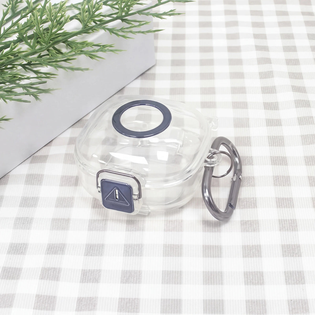 For Soundcore P40i Earbuds Case Transparent TPU Snap Buckle Dustproof Charging Box Cover Carabiner Clip Quake