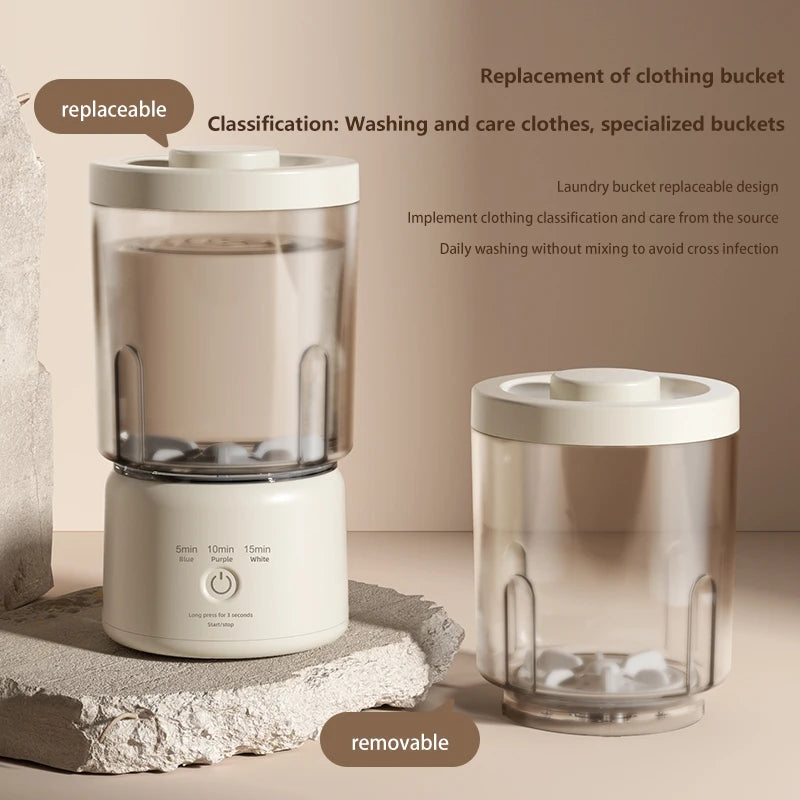 Wireless Washing Machine Portable Underwear Cleaner 4000mAh Mini Socks Wash Machine Fully Laundry Bucket Makeup Brush Cleaner Quake