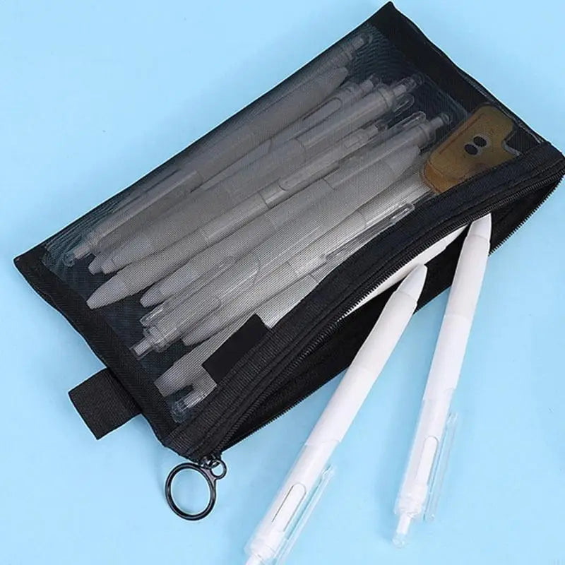 See Through Pencil Case with Top Closure, Writing Tool Storage Bag for School Review and Desk Use, About 21 x 12 K1KF Quake