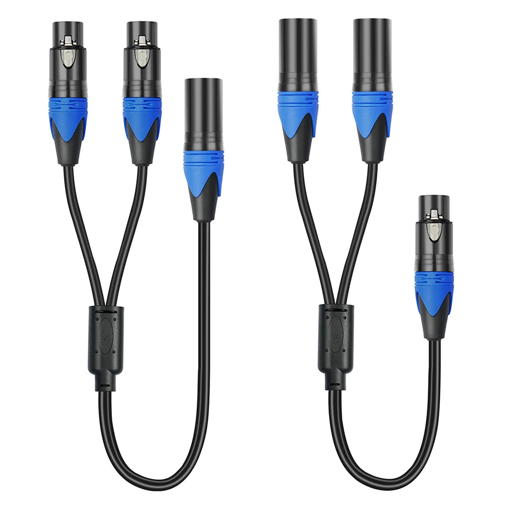 Premium XLR Splitter Cable 50CM 2 Pack Male to Dual Female Audio Extension Cord for Microphone Mixer Sound System Use Quake
