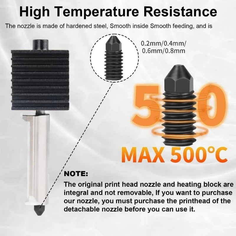 Hardened Steel Nozzle Set with Chamfered Plan Reduces Clogs Heat Resistant for 3D Printers K1KF Quake