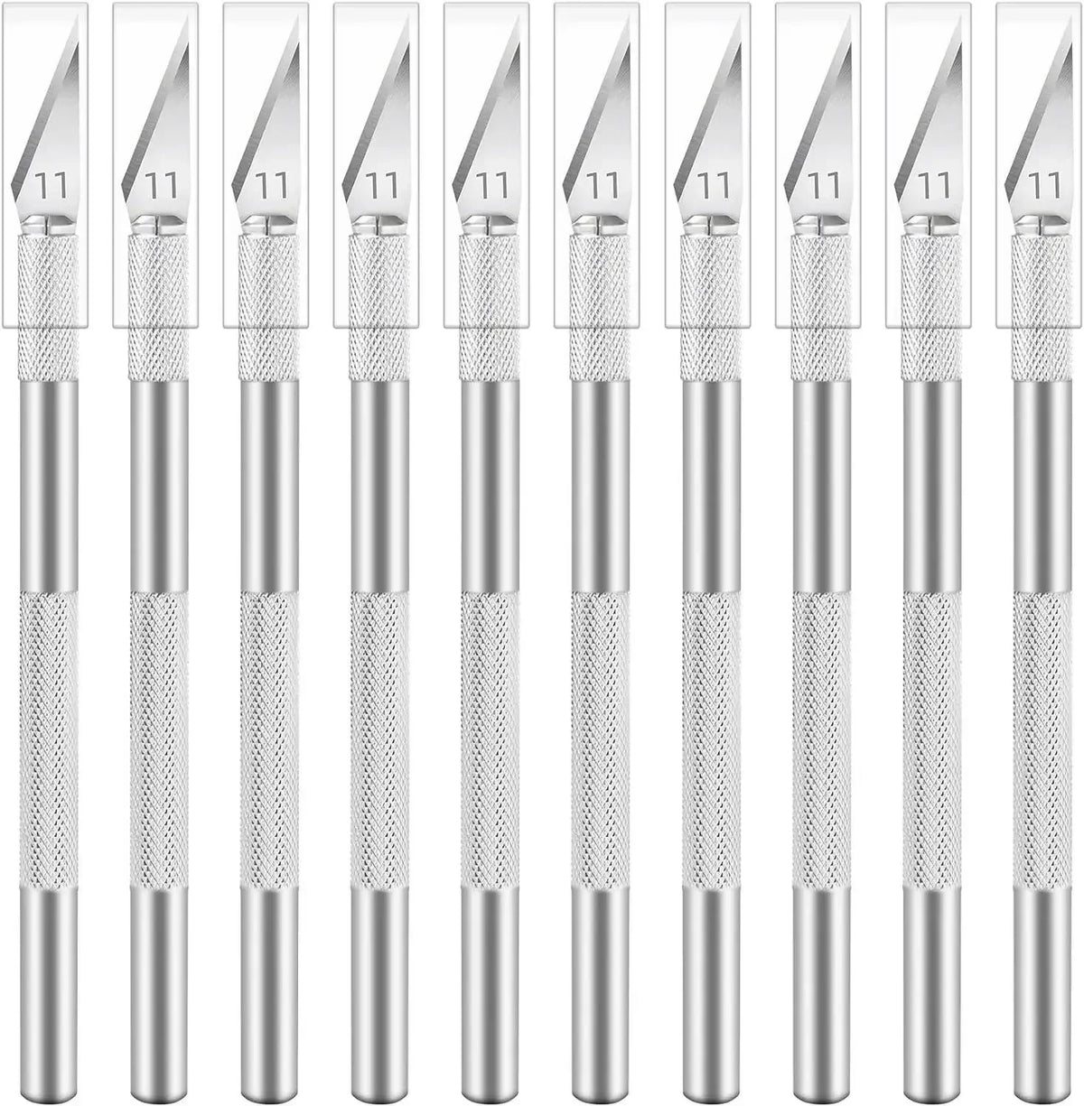 vvocci Precision Hobby Knife for DIY, Colorful Craft Knife Kit 10PCS Exacto Knife, Sharp Exacto Knife Set, Art,Cutting, Carving, Quake 10PCS-silver