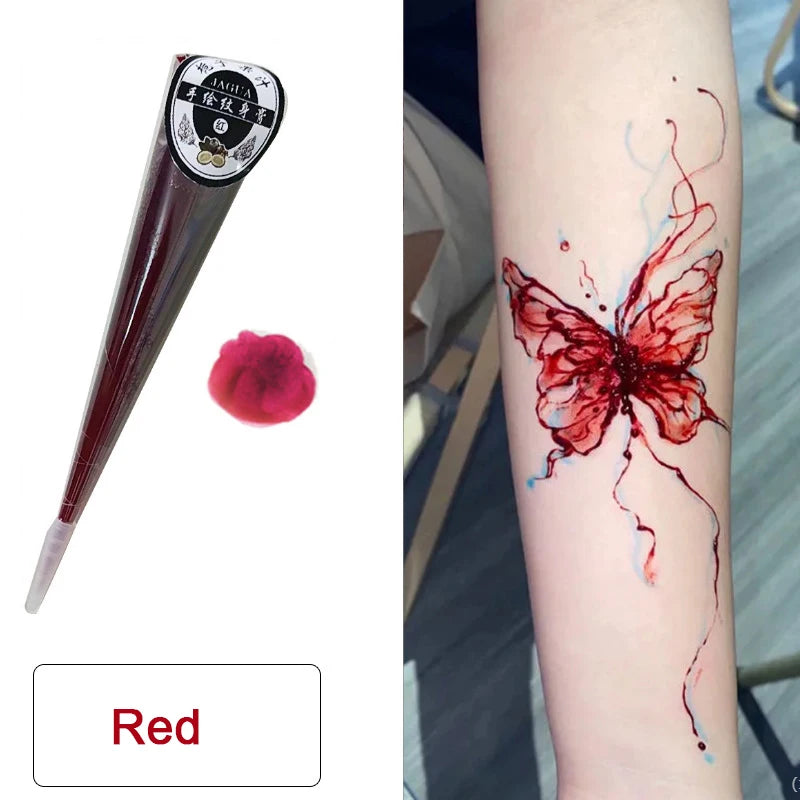 Temporary Cream Semi-Hand-Painted Cream Tattoo Cream Smear Tattoo Color Material India Painting Color DIY Tattoo Cone Body Art Quake red