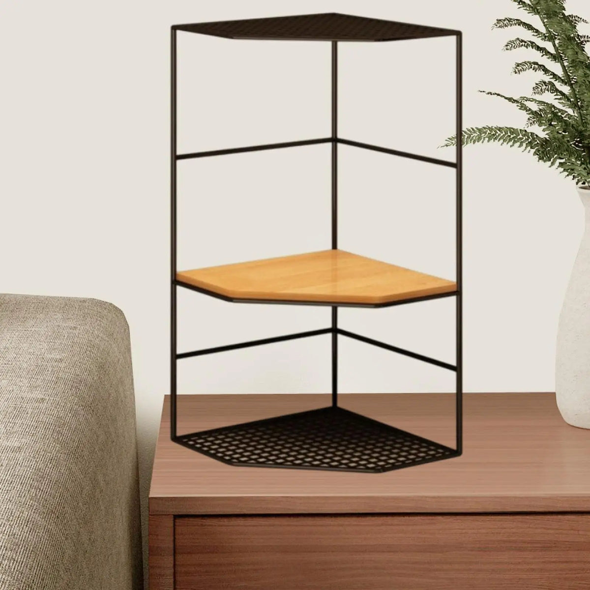 Countertop Organizer 3 Tier Multipurpose Rustic Desktop Storage Organizer for Kitchen Apartment Dressing Table Dining Room Home Quake