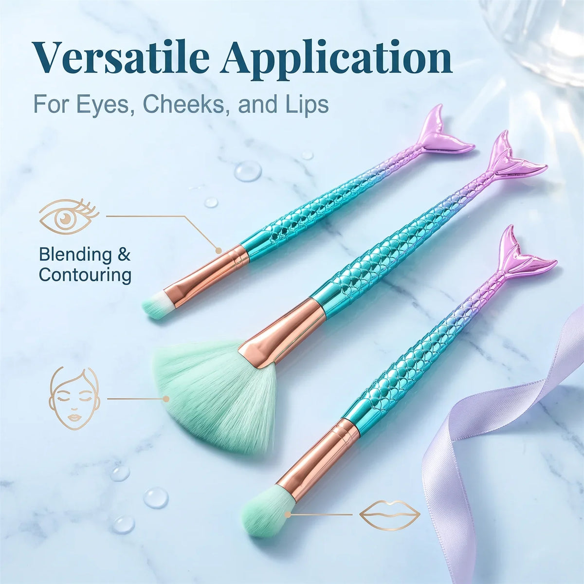 10/11-Piece Mermaid Makeup Brush Set – Creative & Cute Cosmetic Kit for Girls, Perfect Birthday Gift Quake