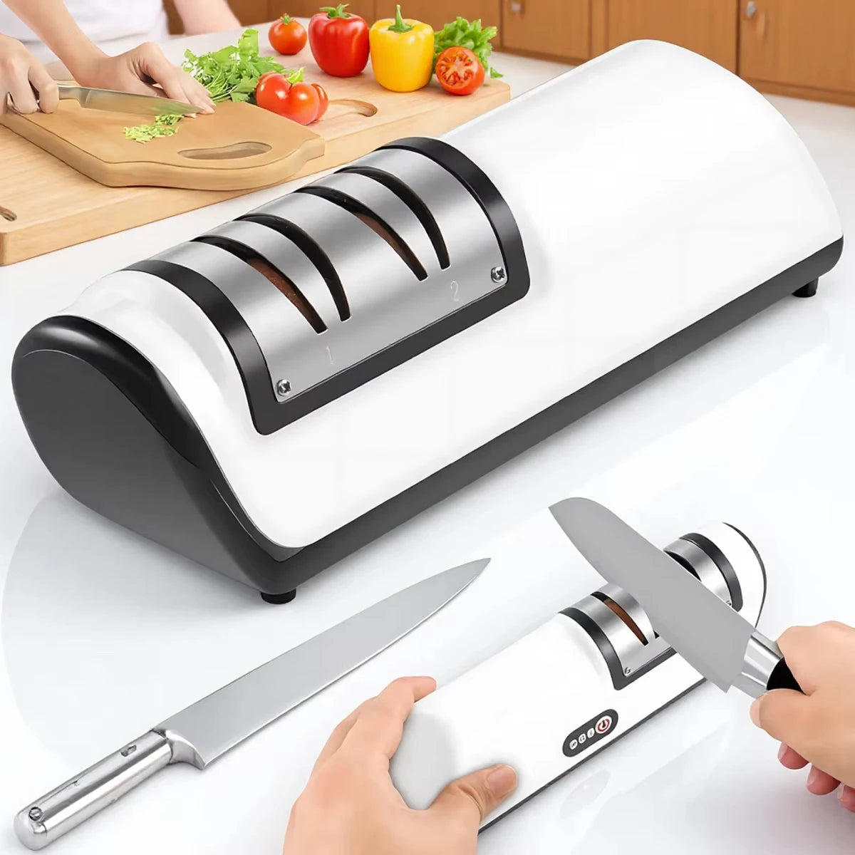 Electric Knife Sharpener Quick Sharpening Tool Rechargeable Non Slip Pad Portable Kitchen Blade Sharpener Quake