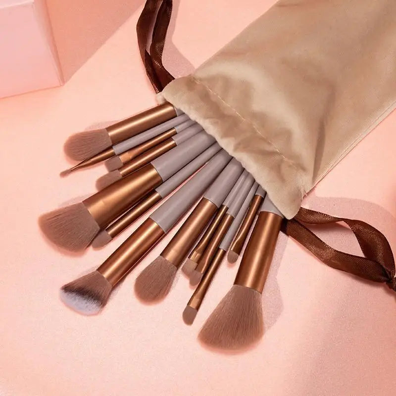 13Pcs Makeup Brush Set Full Function Cosmetic Brushes With Portable Storage Bag For Travel Daily Beauty Makeup〔DD329〕 Quake A1