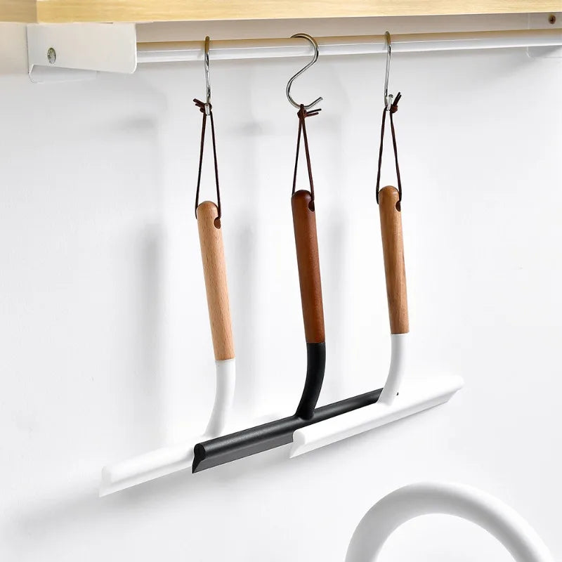 Wood‑Handle Silicone Squeegee Household Cleaning Tool for Glass Window Bathroom Shower Kitchen Countertop Water Remover Quake