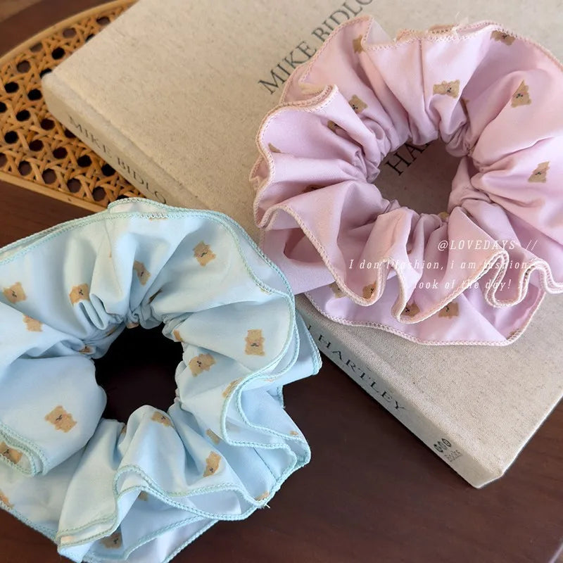 Cute Cartoon Bear Scrunchies Elastic Hair Bands Girls Sweet Hair Rope Ties Women Ponytail Holder Rubber Bands Hair Accessories Quake