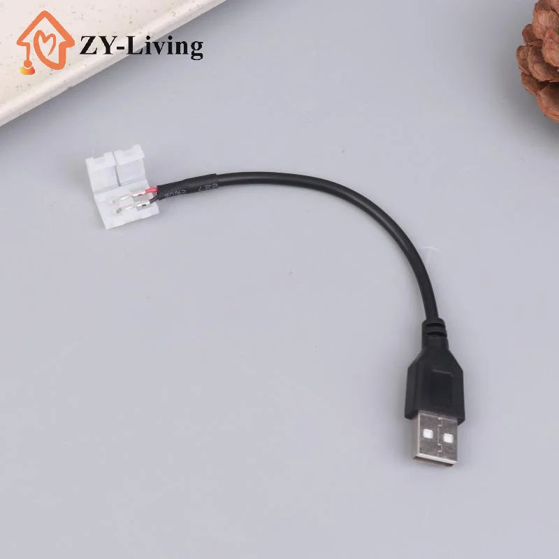5/10Pcs USB Cable Connector To 2pin 8mm/10mm Free Welding LED Strip Connector LED Ribbon Strip Light Adaptor Quake