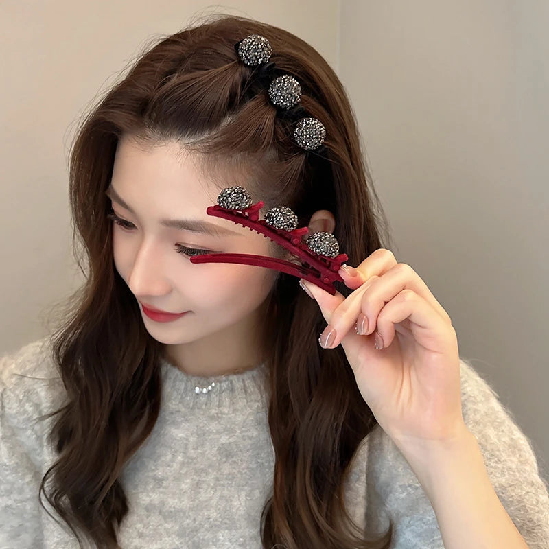 Velvet Bangs Clip Sweet Cute Barrettes Hair Side Clip Fashion Braided Hairpins Hair Accessories Black Headwear Women Style Tools Quake