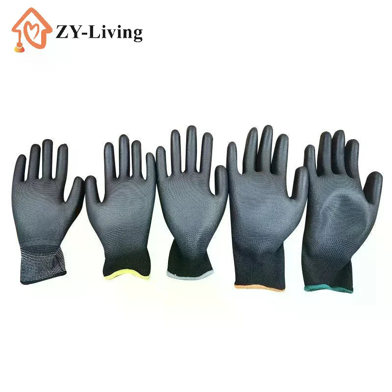 1 Pair Black Coating Gloves Nylon PU Gloves Woodworking Horticulture Automobile Maintenance Anti Slip And Dustproof Daily Use Quake
