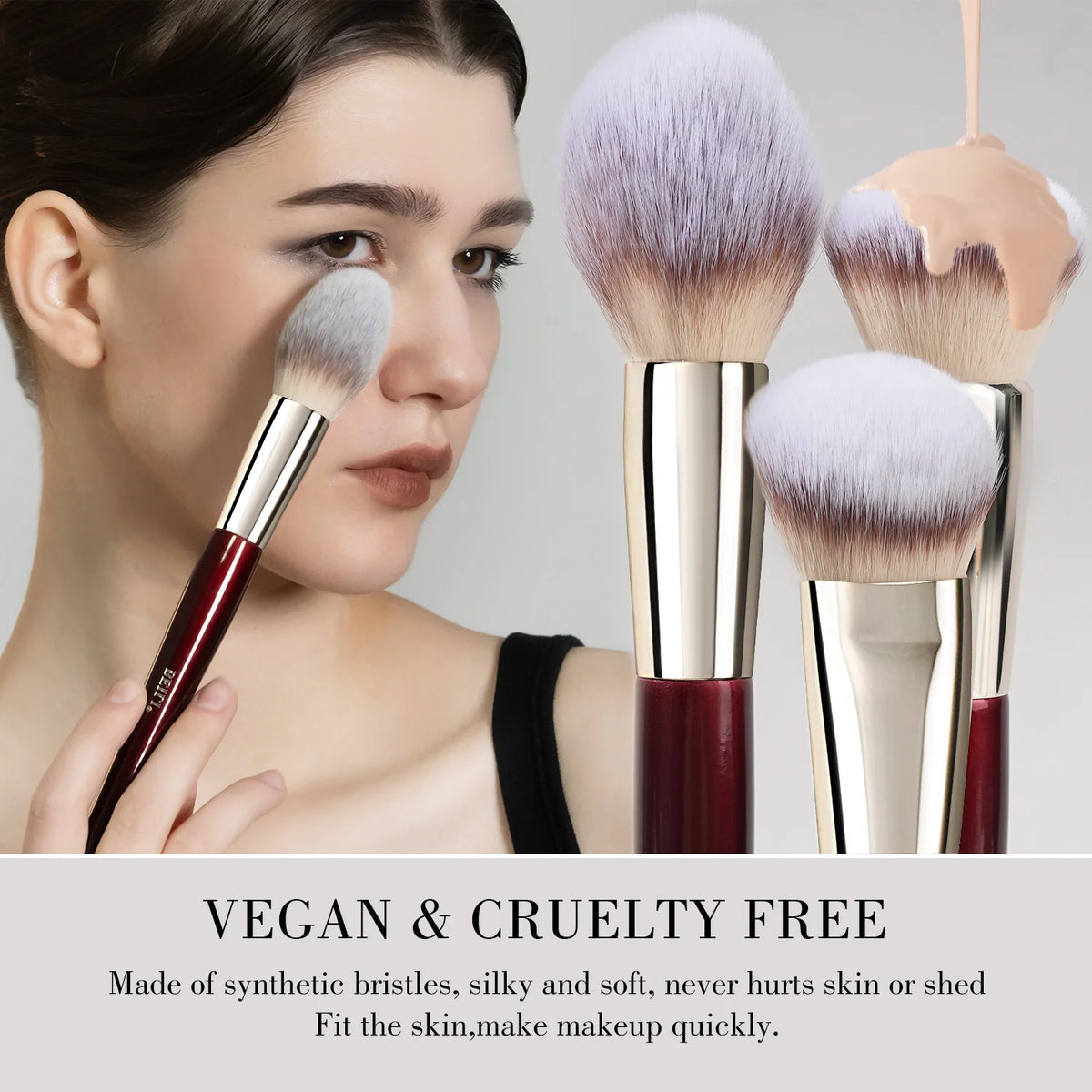 BEILI Makeup Brushes 9Pcs Professional Makeup Brush Set Premium Synthetic Brushes for Foundation Powder Blush Eyeshadow Soft Quake