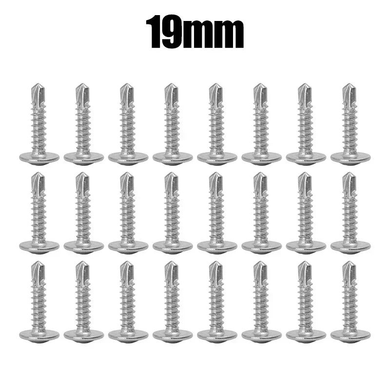100/20PC Flat Head Self-tapping Drilling Screw 13/19/25mm Stainless Steel Rust-proof Screw for Metal Wood High-Strength Fastener Quake 19mm 40PCS